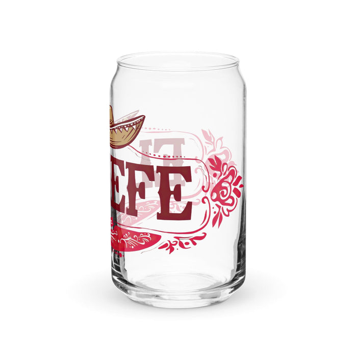 El Jefe Exclusive Art Piece Can-Shaped Glass Home Office Work Mexican Spanish Pride Gift Cup One-Of-A-Kind Calligraphy Glass | E8 Mexicada