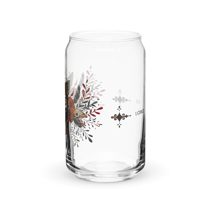 El Lobo Exclusive Art Piece Can-Shaped Glass Home Office Work Mexican Spanish Pride Gift Cup One-Of-A-Kind Calligraphy Glass | E4 Mexicada