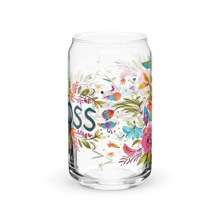 El Boss Exclusive Art Piece Can-Shaped Glass Home Office Work Mexican Spanish Pride Gift Cup One-Of-A-Kind Calligraphy Glass | E3 Mexicada