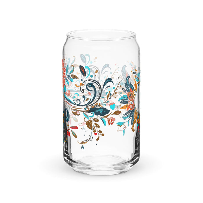 El Dj Exclusive Art Piece Can-Shaped Glass Home Office Work Mexican Spanish Pride Gift Cup One-Of-A-Kind Calligraphy Glass | E2 Mexicada