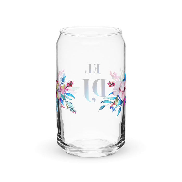 El Dj Exclusive Art Piece Can-Shaped Glass Home Office Work Mexican Spanish Pride Gift Cup One-Of-A-Kind Calligraphy Glass | E6 Mexicada