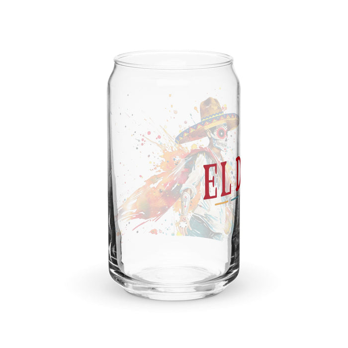 El Dj Exclusive Art Piece Can-Shaped Glass Home Office Work Mexican Spanish Pride Gift Cup One-Of-A-Kind Calligraphy Glass | E12 Mexicada