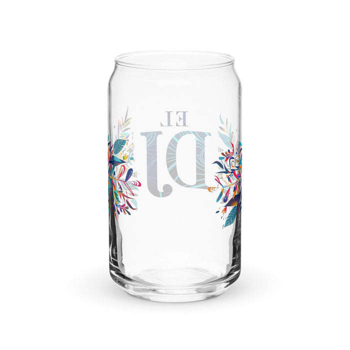 El Dj Exclusive Art Piece Can-Shaped Glass Home Office Work Mexican Spanish Pride Gift Cup One-Of-A-Kind Calligraphy Glass | E14 Mexicada