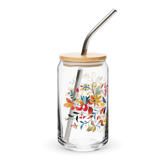 El Esfj Exclusive Art Piece Can-Shaped Glass Home Office Work Mexican Spanish Pride Gift Cup One-Of-A-Kind Calligraphy Glass | E14 Mexicada