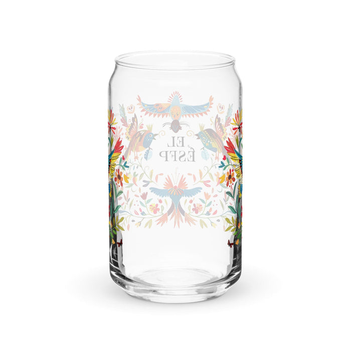 El Esfp Exclusive Art Piece Can-Shaped Glass Home Office Work Mexican Spanish Pride Gift Cup One-Of-A-Kind Calligraphy Glass | E9 Mexicada