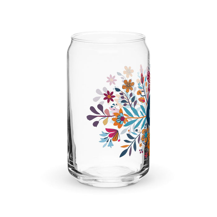 El Infp Exclusive Art Piece Can-Shaped Glass Home Office Work Mexican Spanish Pride Gift Cup One-Of-A-Kind Calligraphy Glass | E8 Mexicada