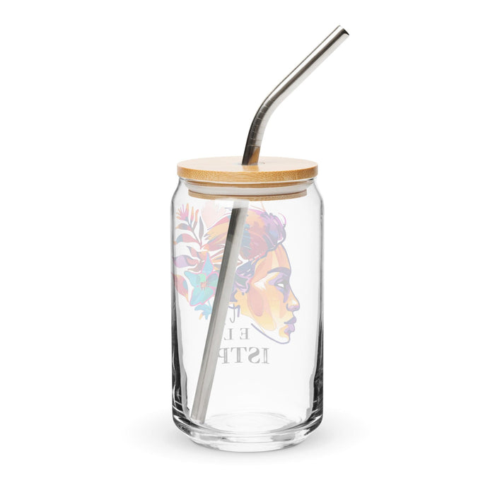 El Istp Exclusive Art Piece Can-Shaped Glass Home Office Work Mexican Spanish Pride Gift Cup One-Of-A-Kind Calligraphy Glass | E9 Mexicada