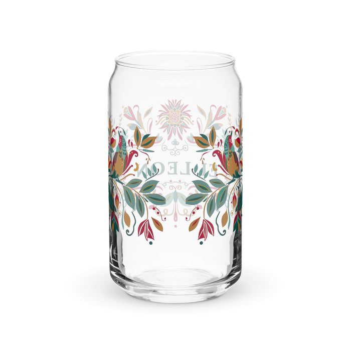 El León Exclusive Art Piece Can-Shaped Glass Home Office Work Mexican Spanish Pride Gift Cup One-Of-A-Kind Calligraphy Glass | E8 Mexicada