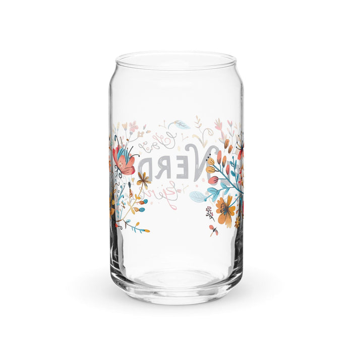 El Nerd Exclusive Art Piece Can-Shaped Glass Home Office Work Mexican Spanish Pride Gift Cup One-Of-A-Kind Calligraphy Glass | E12 Mexicada