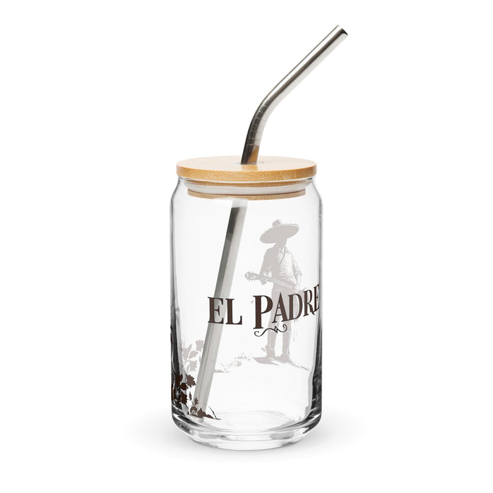 El Padre Exclusive Art Piece Can-Shaped Glass Home Office Work Mexican Spanish Pride Gift Cup One-Of-A-Kind Calligraphy Glass | E3 Mexicada