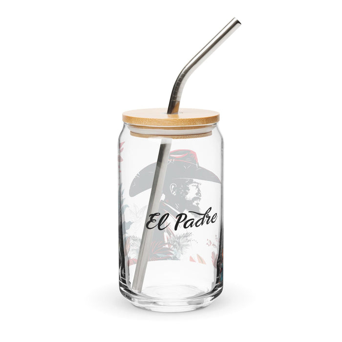 El Padre Exclusive Art Piece Can-Shaped Glass Home Office Work Mexican Spanish Pride Gift Cup One-Of-A-Kind Calligraphy Glass | E11 Mexicada