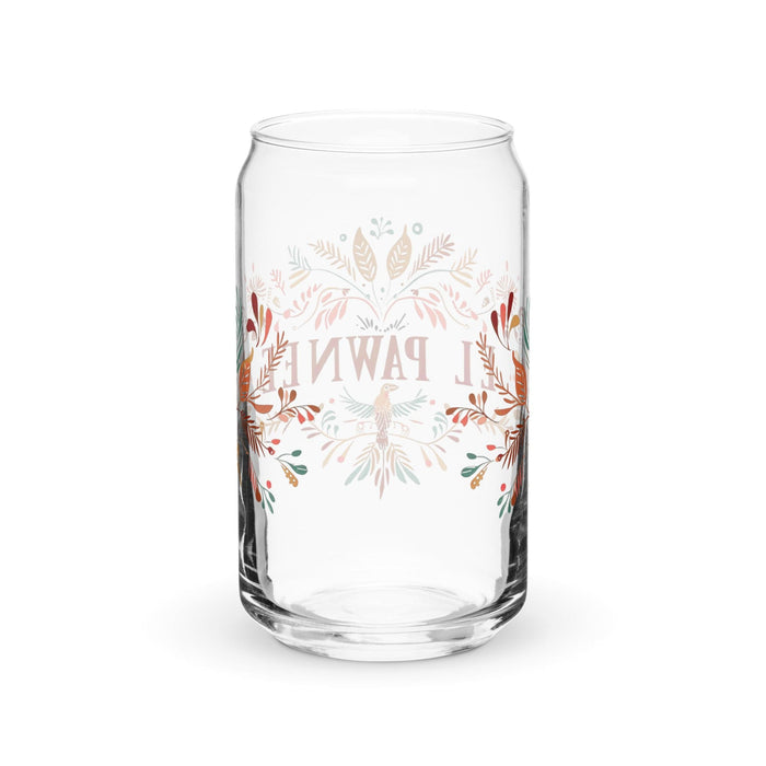 El Pawnee Exclusive Art Piece Can-Shaped Glass Home Office Work Mexican Spanish Pride Gift Cup One-Of-A-Kind Calligraphy Glass | E2 Mexicada