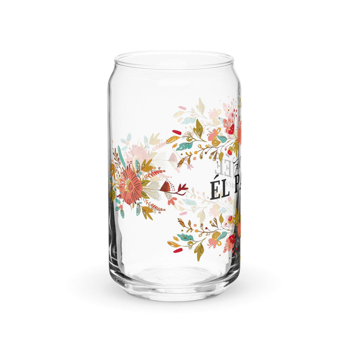 El Pawnee Exclusive Art Piece Can-Shaped Glass Home Office Work Mexican Spanish Pride Gift Cup One-Of-A-Kind Calligraphy Glass | E7 Mexicada