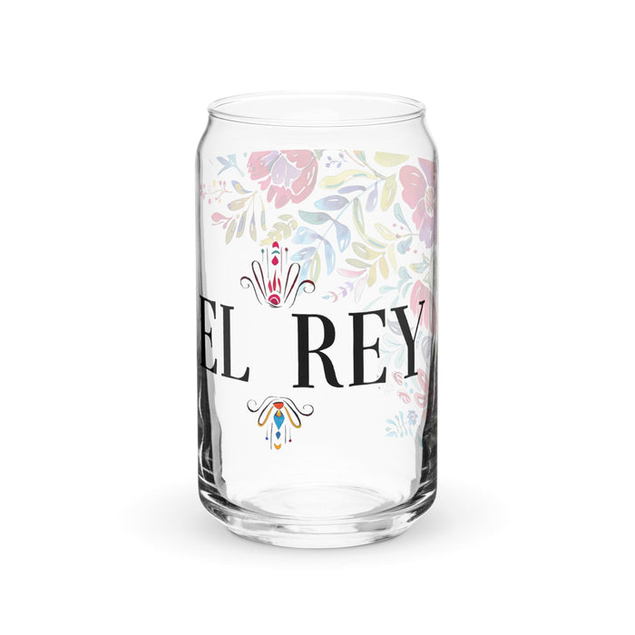 El Rey Exclusive Art Piece Can-Shaped Glass Home Office Work Mexican Spanish Pride Gift Cup One-Of-A-Kind Calligraphy Glass | E7 Mexicada