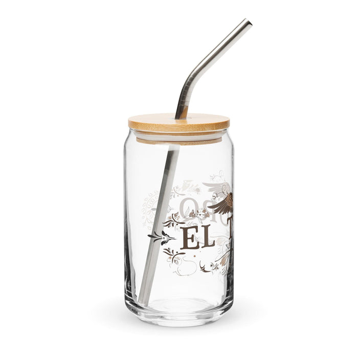 El Tauro Exclusive Art Piece Can-Shaped Glass Home Office Work Mexican Spanish Pride Gift Cup One-Of-A-Kind Calligraphy Glass | E4 Mexicada