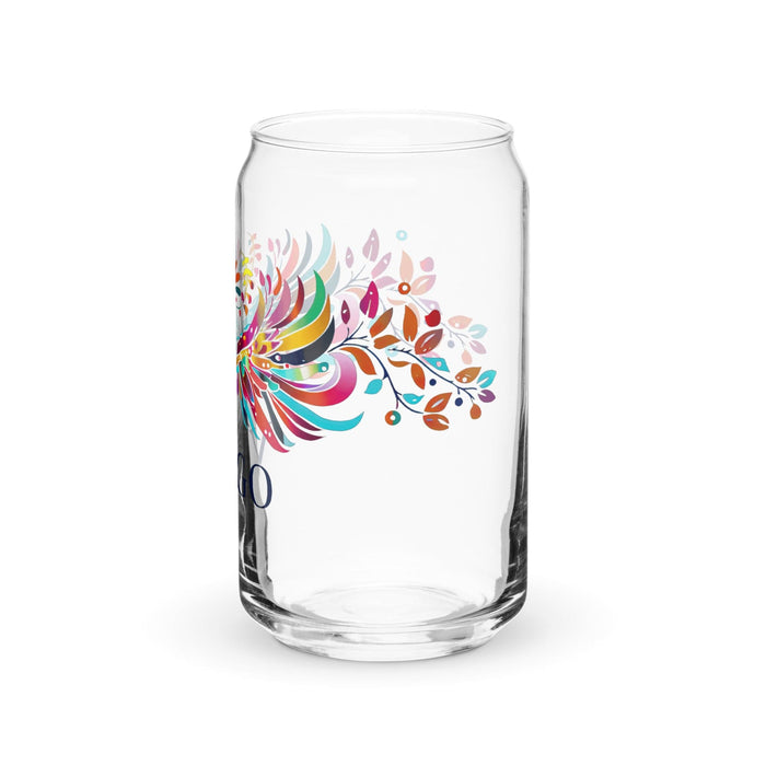 El Virgo Exclusive Art Piece Can-Shaped Glass Home Office Work Mexican Spanish Pride Gift Cup One-Of-A-Kind Calligraphy Glass | E4 Mexicada