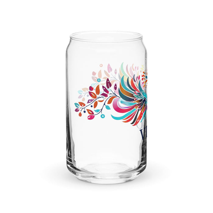 El Virgo Exclusive Art Piece Can-Shaped Glass Home Office Work Mexican Spanish Pride Gift Cup One-Of-A-Kind Calligraphy Glass | E4 Mexicada