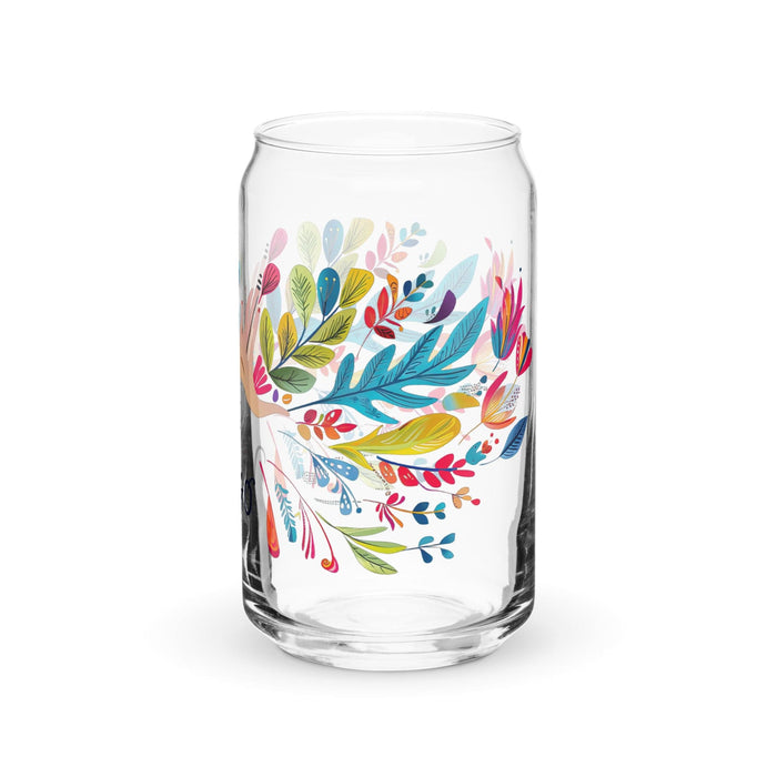 El Virgo Exclusive Art Piece Can-Shaped Glass Home Office Work Mexican Spanish Pride Gift Cup One-Of-A-Kind Calligraphy Glass | E8 Mexicada