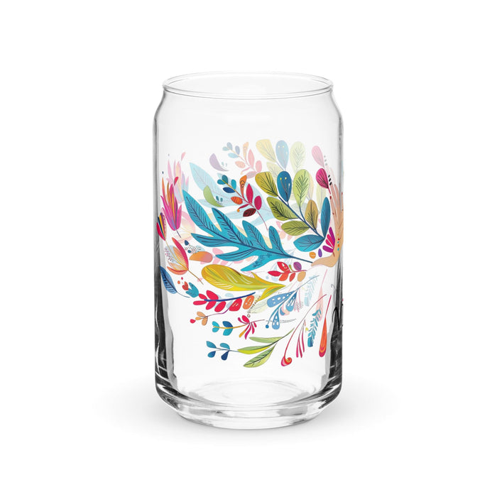 El Virgo Exclusive Art Piece Can-Shaped Glass Home Office Work Mexican Spanish Pride Gift Cup One-Of-A-Kind Calligraphy Glass | E8 Mexicada