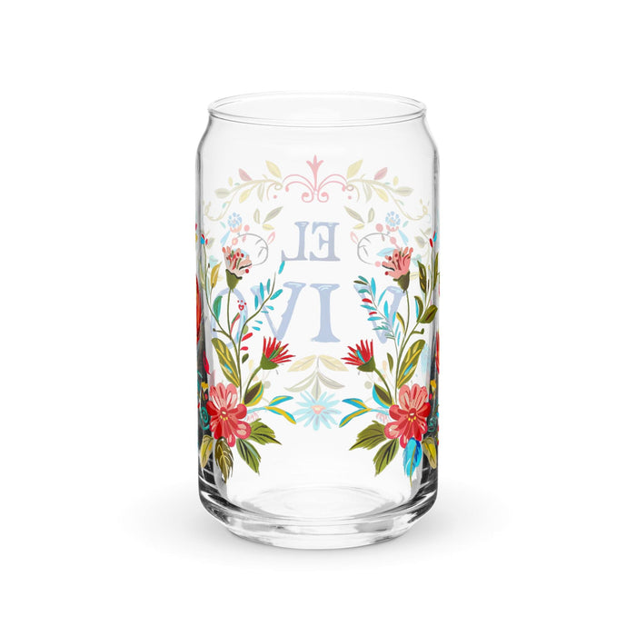 El Vivo Exclusive Art Piece Can-Shaped Glass Home Office Work Mexican Spanish Pride Gift Cup One-Of-A-Kind Calligraphy Glass | E7 Mexicada