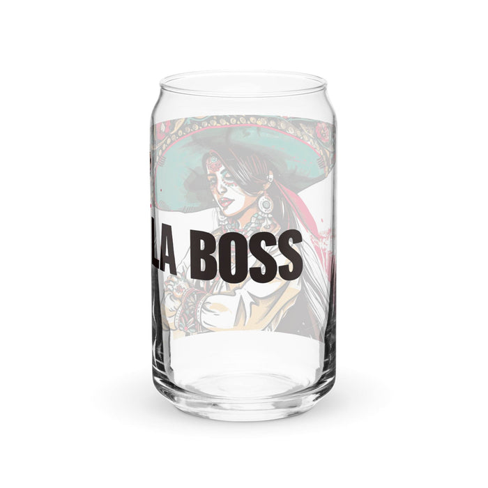 La Boss Exclusive Art Piece Can-Shaped Glass Home Office Work Mexican Spanish Pride Gift Cup One-Of-A-Kind Calligraphy Glass | L20 Mexicada