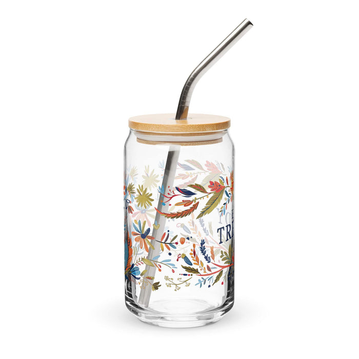 El Trendy Exclusive Art Piece Can-Shaped Glass Home Office Work Mexican Spanish Pride Gift Cup One-Of-A-Kind Calligraphy Glass | E5 Mexicada