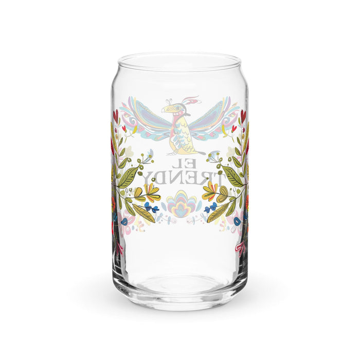 El Trendy Exclusive Art Piece Can-Shaped Glass Home Office Work Mexican Spanish Pride Gift Cup One-Of-A-Kind Calligraphy Glass | E12 Mexicada