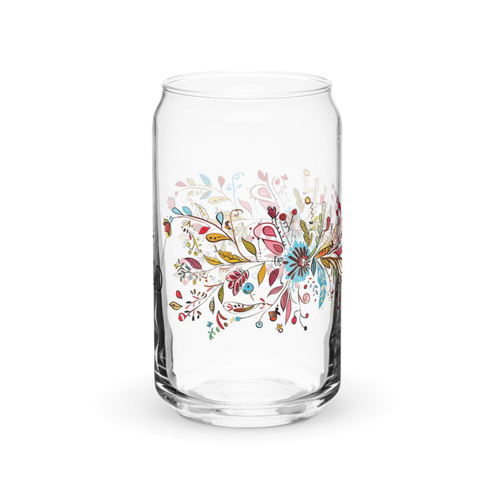 El Virgo Exclusive Art Piece Can-Shaped Glass Home Office Work Mexican Spanish Pride Gift Cup One-Of-A-Kind Calligraphy Glass | E11 Mexicada