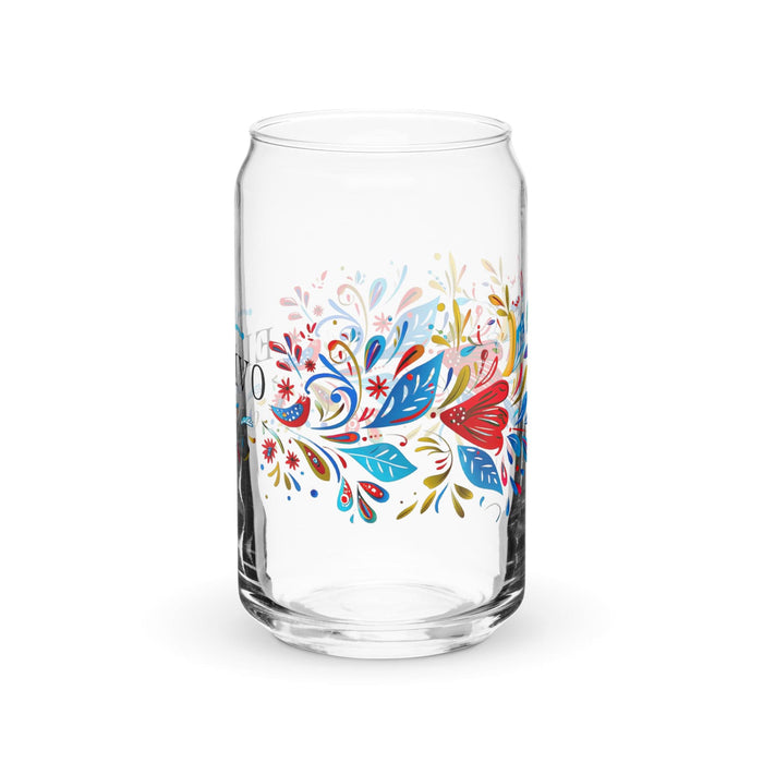 El Vivo Exclusive Art Piece Can-Shaped Glass Home Office Work Mexican Spanish Pride Gift Cup One-Of-A-Kind Calligraphy Glass | E4 Mexicada