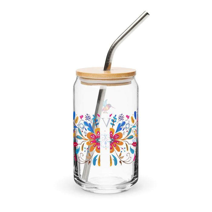 El Vivo Exclusive Art Piece Can-Shaped Glass Home Office Work Mexican Spanish Pride Gift Cup One-Of-A-Kind Calligraphy Glass | E15 Mexicada