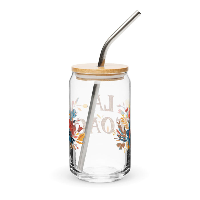 La Coach Exclusive Art Piece Can-Shaped Glass Home Office Work Mexican Spanish Pride Gift Cup One-Of-A-Kind Calligraphy Glass | L1 Mexicada