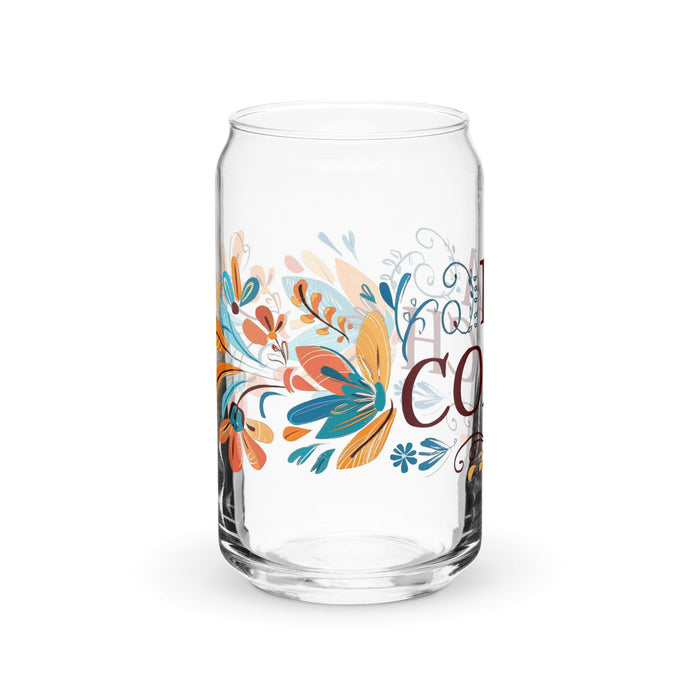 La Coach Exclusive Art Piece Can-Shaped Glass Home Office Work Mexican Spanish Pride Gift Cup One-Of-A-Kind Calligraphy Glass | L14 Mexicada