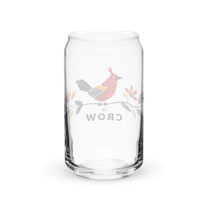 La Crow Exclusive Art Piece Can-Shaped Glass Home Office Work Mexican Spanish Pride Gift Cup One-Of-A-Kind Calligraphy Glass | L4 Mexicada