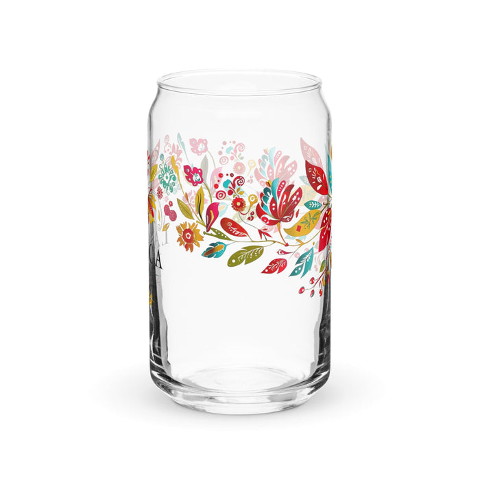 La Loca Exclusive Art Piece Can-Shaped Glass Home Office Work Mexican Spanish Pride Gift Cup One-Of-A-Kind Calligraphy Glass | L2 Mexicada