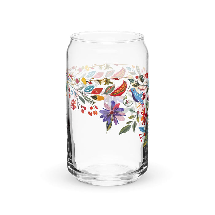 La Loca Exclusive Art Piece Can-Shaped Glass Home Office Work Mexican Spanish Pride Gift Cup One-Of-A-Kind Calligraphy Glass | L3 Mexicada