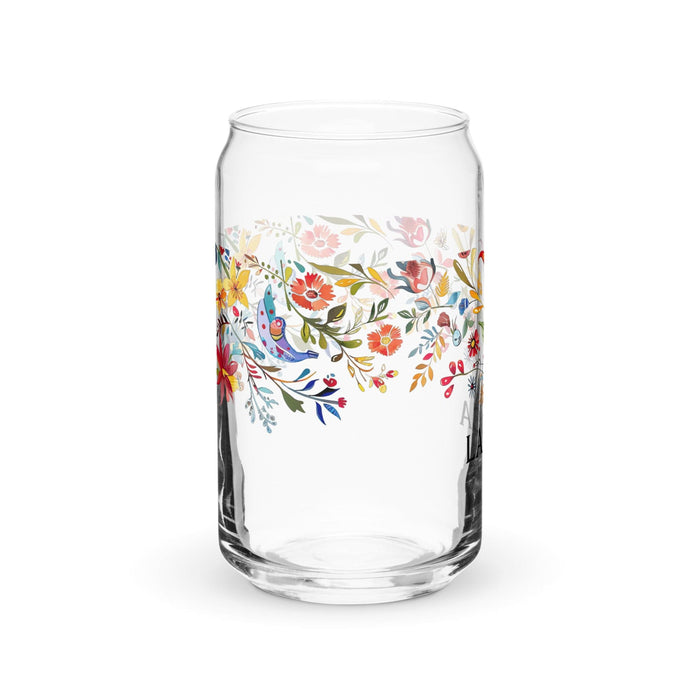 La Loca Exclusive Art Piece Can-Shaped Glass Home Office Work Mexican Spanish Pride Gift Cup One-Of-A-Kind Calligraphy Glass | L4 Mexicada