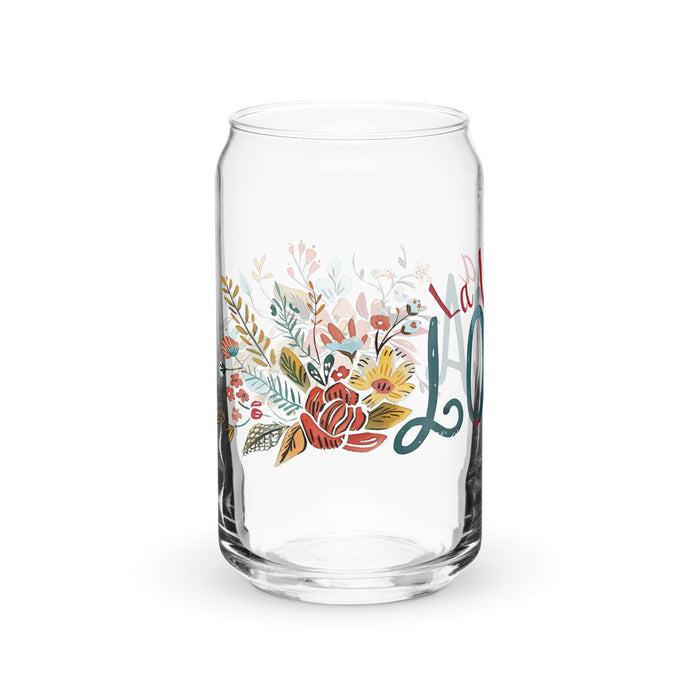 La Loca Exclusive Art Piece Can-Shaped Glass Home Office Work Mexican Spanish Pride Gift Cup One-Of-A-Kind Calligraphy Glass | L15 Mexicada