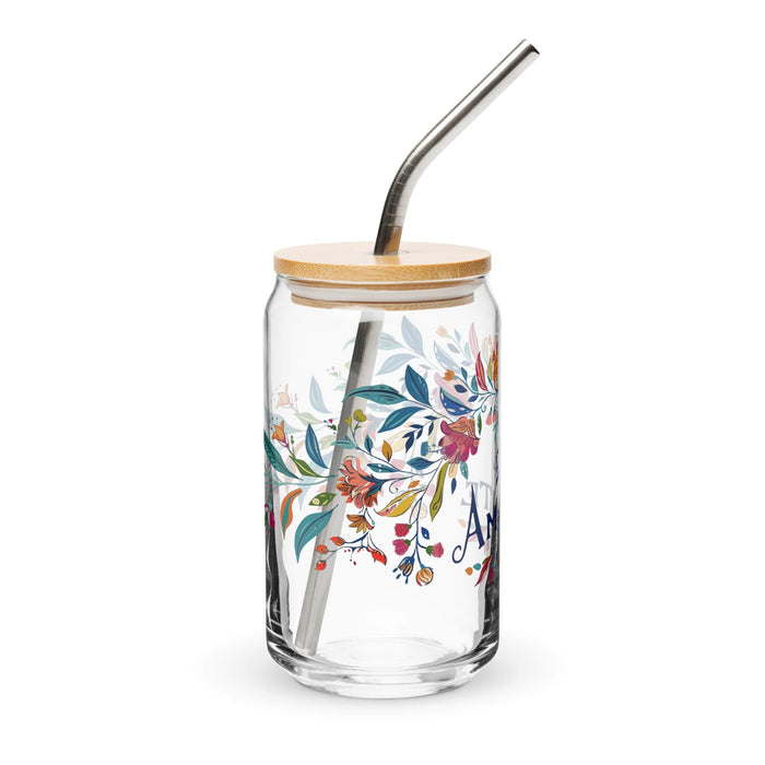 El Amante Exclusive Art Piece Can-Shaped Glass Home Office Work Mexican Spanish Pride Gift Cup One-Of-A-Kind Calligraphy Glass | E4 Mexicada