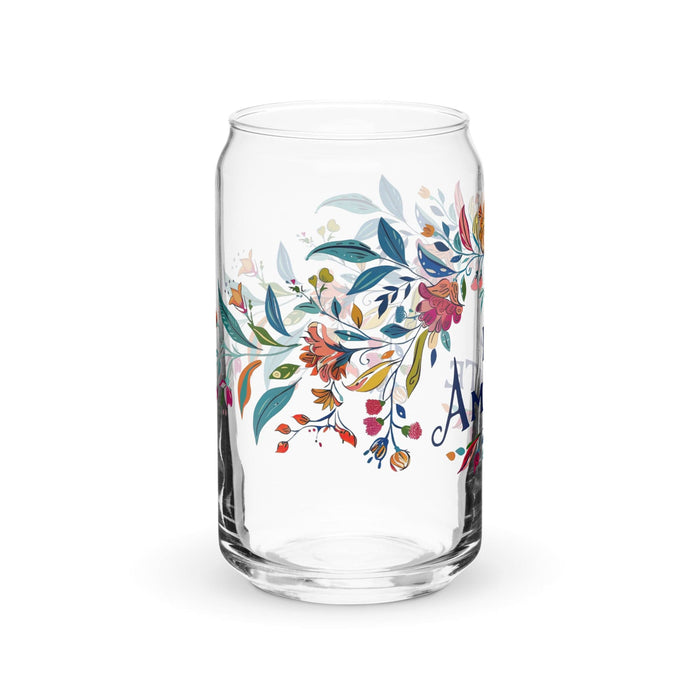 El Amante Exclusive Art Piece Can-Shaped Glass Home Office Work Mexican Spanish Pride Gift Cup One-Of-A-Kind Calligraphy Glass | E4 Mexicada