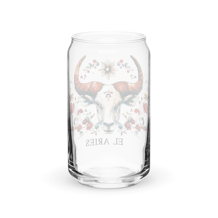 El Aries Exclusive Art Piece Can-Shaped Glass Home Office Work Mexican Spanish Pride Gift Cup One-Of-A-Kind Calligraphy Glass | E2 Mexicada