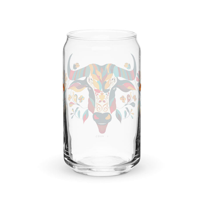 El Aries Exclusive Art Piece Can-Shaped Glass Home Office Work Mexican Spanish Pride Gift Cup One-Of-A-Kind Calligraphy Glass | E4 Mexicada