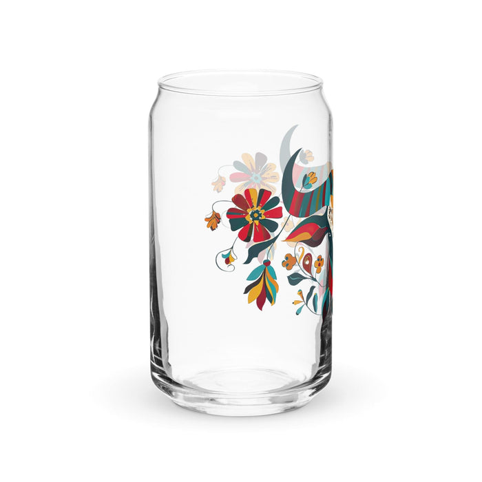 El Aries Exclusive Art Piece Can-Shaped Glass Home Office Work Mexican Spanish Pride Gift Cup One-Of-A-Kind Calligraphy Glass | E4 Mexicada