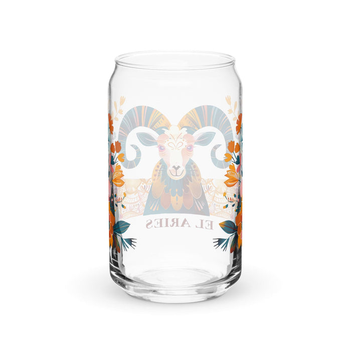 El Aries Exclusive Art Piece Can-Shaped Glass Home Office Work Mexican Spanish Pride Gift Cup One-Of-A-Kind Calligraphy Glass | E12 Mexicada