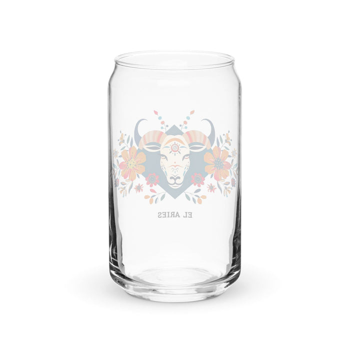 El Aries Exclusive Art Piece Can-Shaped Glass Home Office Work Mexican Spanish Pride Gift Cup One-Of-A-Kind Calligraphy Glass | E14 Mexicada