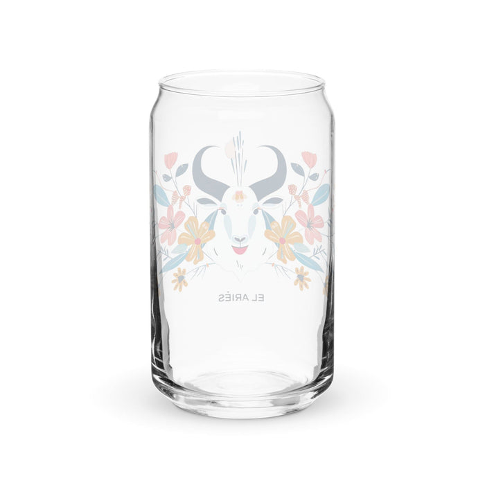 El Aries Exclusive Art Piece Can-Shaped Glass Home Office Work Mexican Spanish Pride Gift Cup One-Of-A-Kind Calligraphy Glass | E16 Mexicada