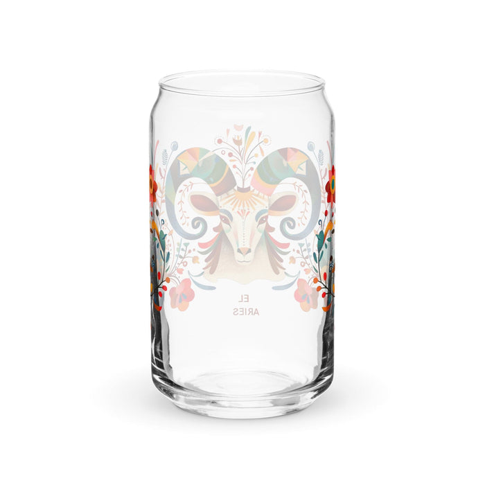 El Aries Exclusive Art Piece Can-Shaped Glass Home Office Work Mexican Spanish Pride Gift Cup One-Of-A-Kind Calligraphy Glass | E19 Mexicada