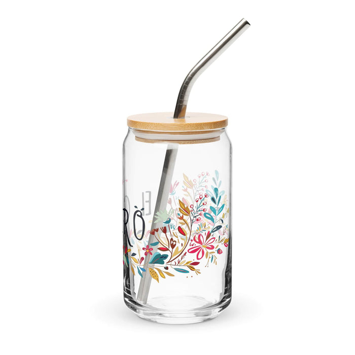 El Cajero Exclusive Art Piece Can-Shaped Glass Home Office Work Mexican Spanish Pride Gift Cup One-Of-A-Kind Calligraphy Glass | E5 Mexicada