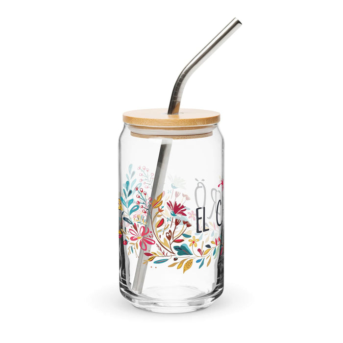 El Cajero Exclusive Art Piece Can-Shaped Glass Home Office Work Mexican Spanish Pride Gift Cup One-Of-A-Kind Calligraphy Glass | E5 Mexicada