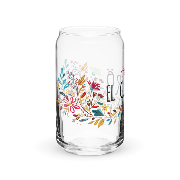 El Cajero Exclusive Art Piece Can-Shaped Glass Home Office Work Mexican Spanish Pride Gift Cup One-Of-A-Kind Calligraphy Glass | E5 Mexicada