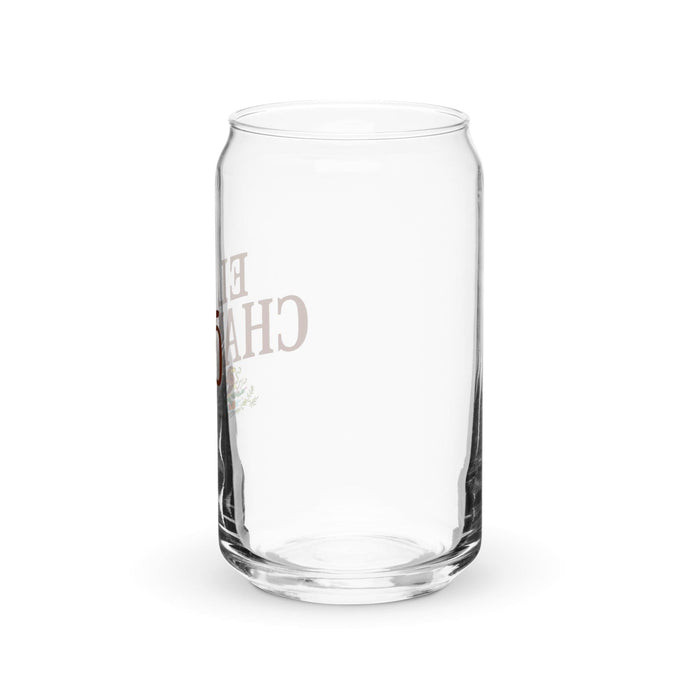 El Chavo Exclusive Art Piece Can-Shaped Glass Home Office Work Mexican Spanish Pride Gift Cup One-Of-A-Kind Calligraphy Glass | E6 Mexicada